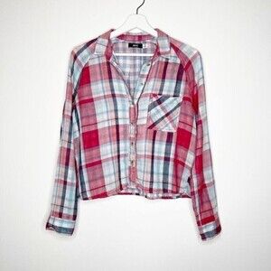 BDG Plaid Crop Button Down Top 
